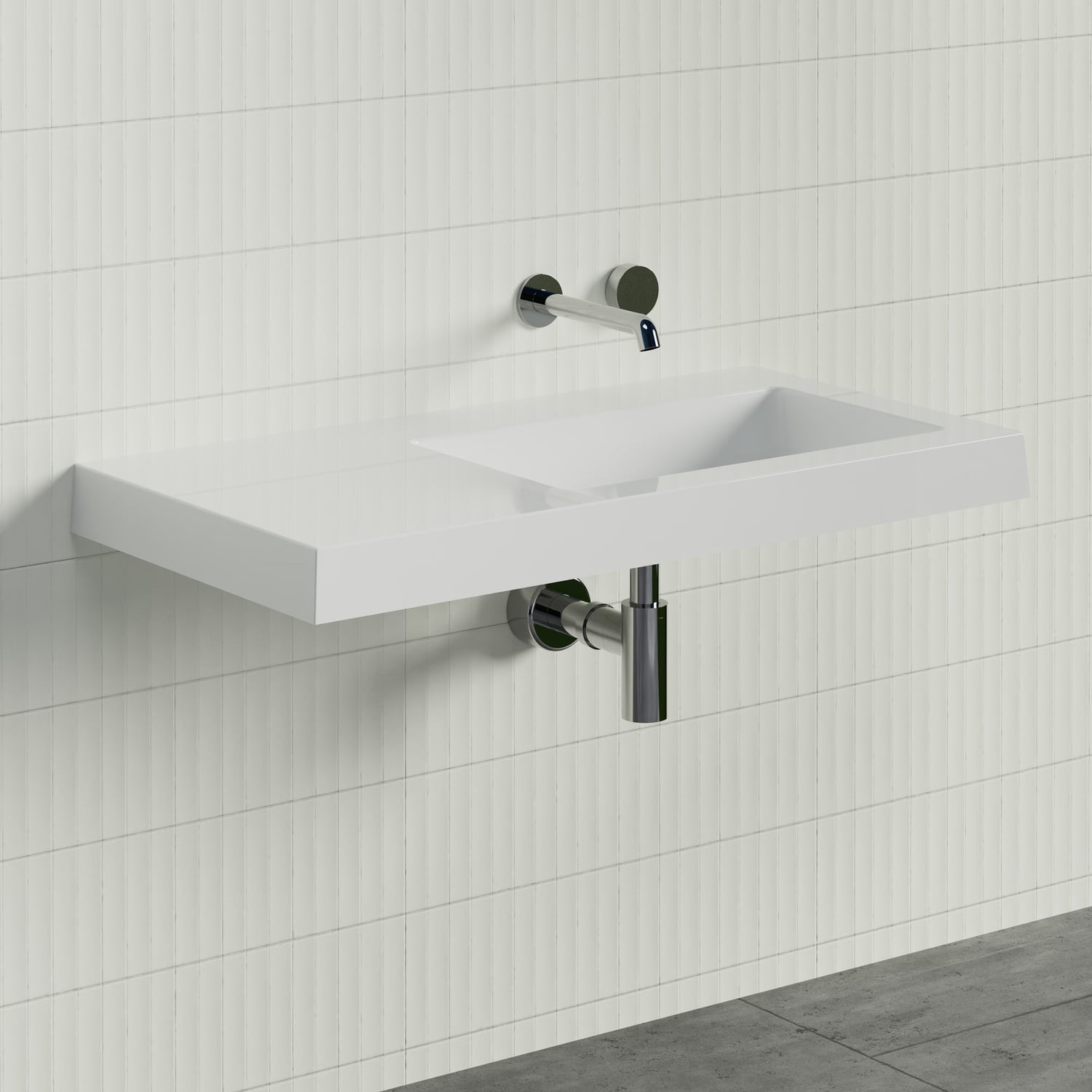Essential 900mm Gloss White Composite Wall Hung Basin