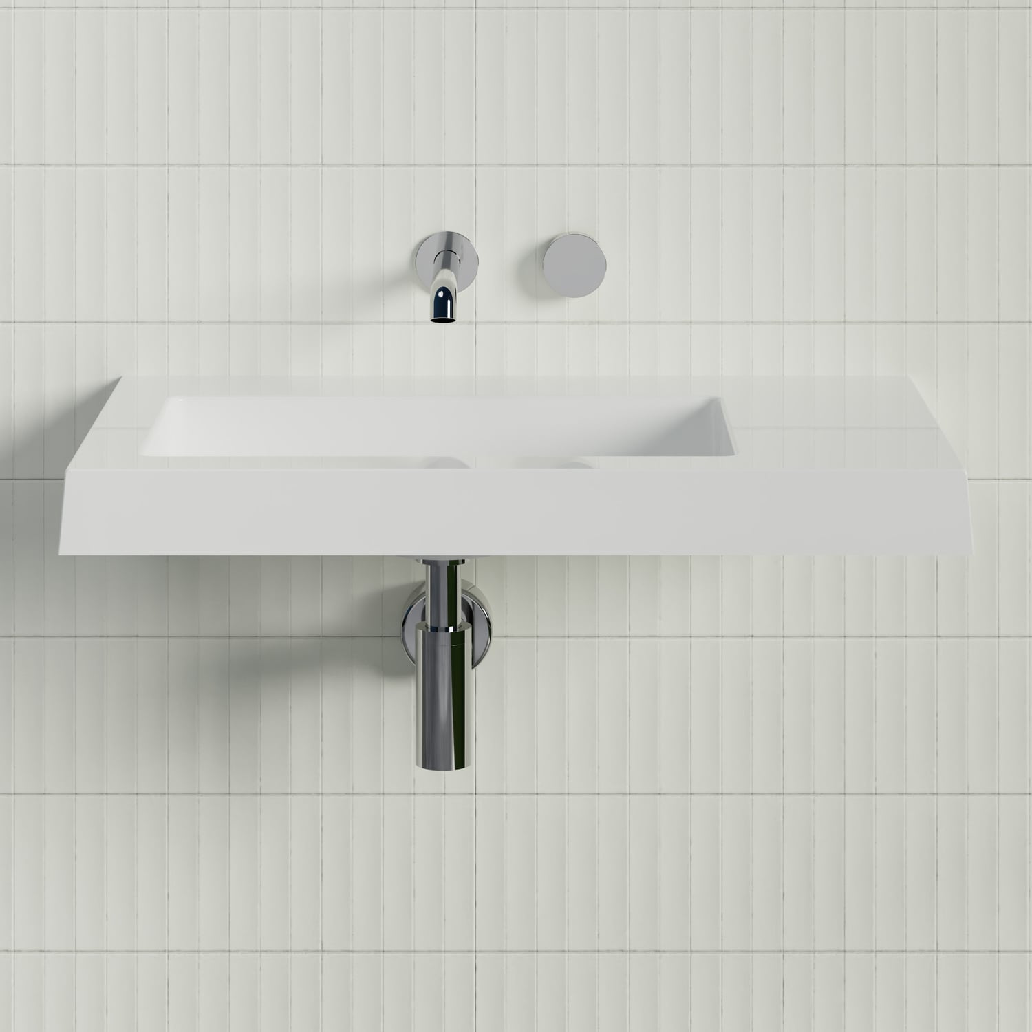 Essential 750mm Gloss White Composite Wall Hung Basin