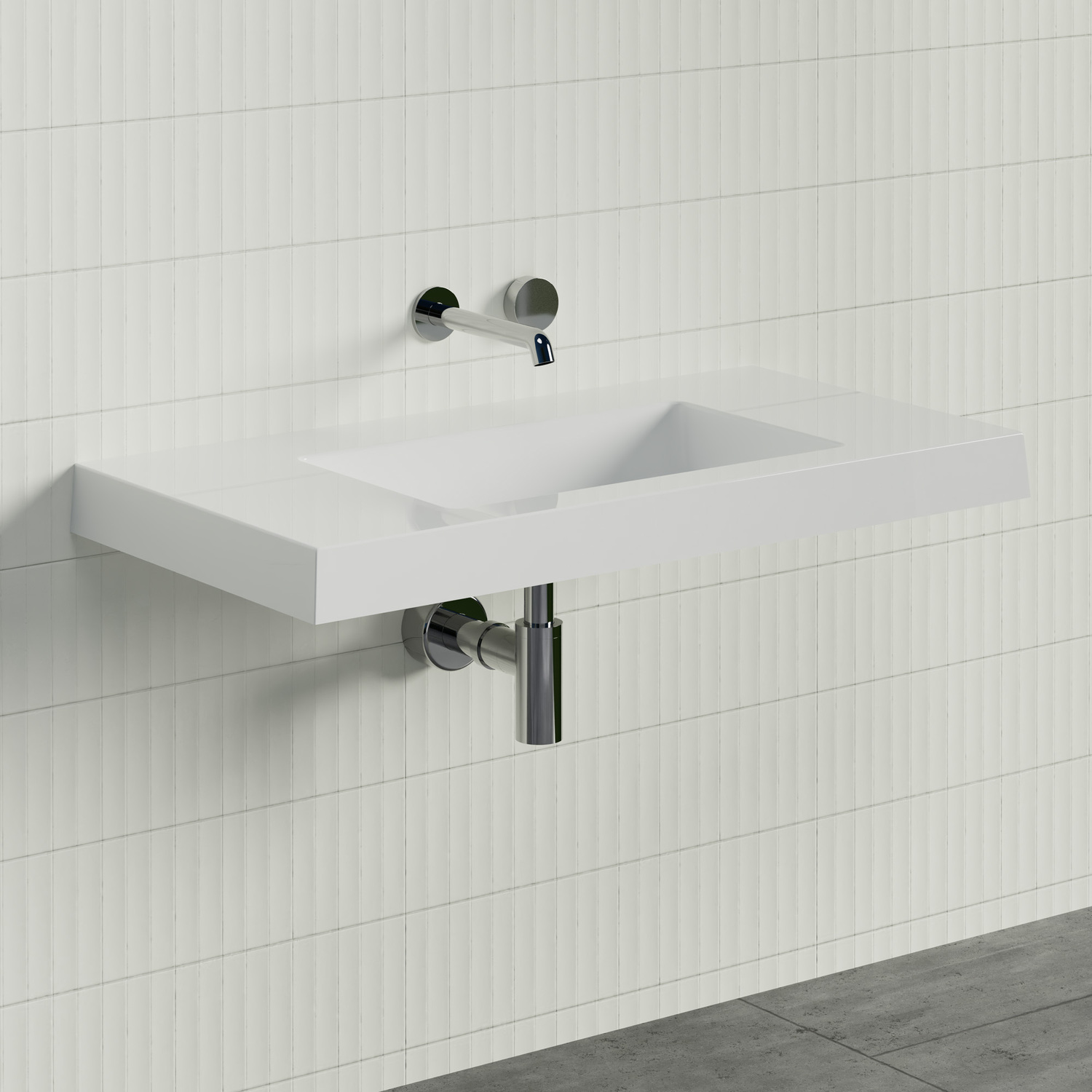 Essential 900mm Gloss White Rectangular Composite Wall Hung Basin