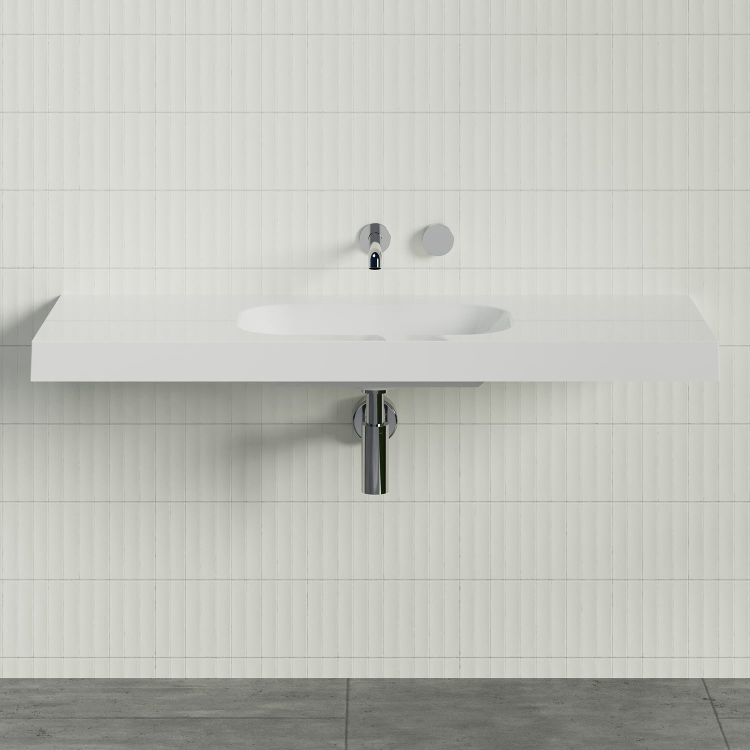 Stadium 1200mm Gloss White Rectangular Composite Wall Hung Basin
