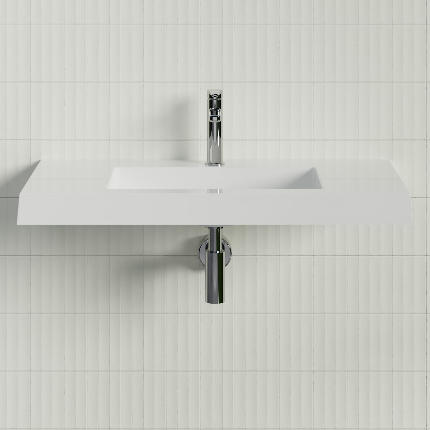 Essential 900mm Gloss White Rectangular Composite Wall Hung Basin