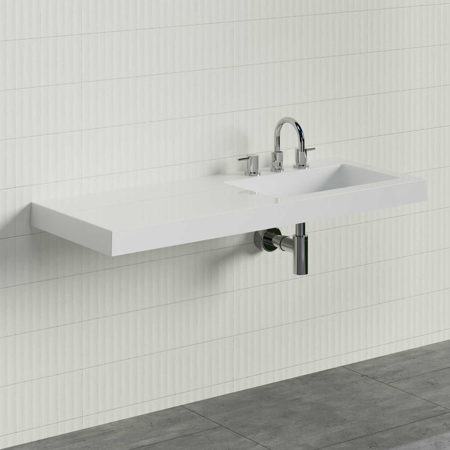 Essential 1200mm Gloss White Composite Wall Hung Basin