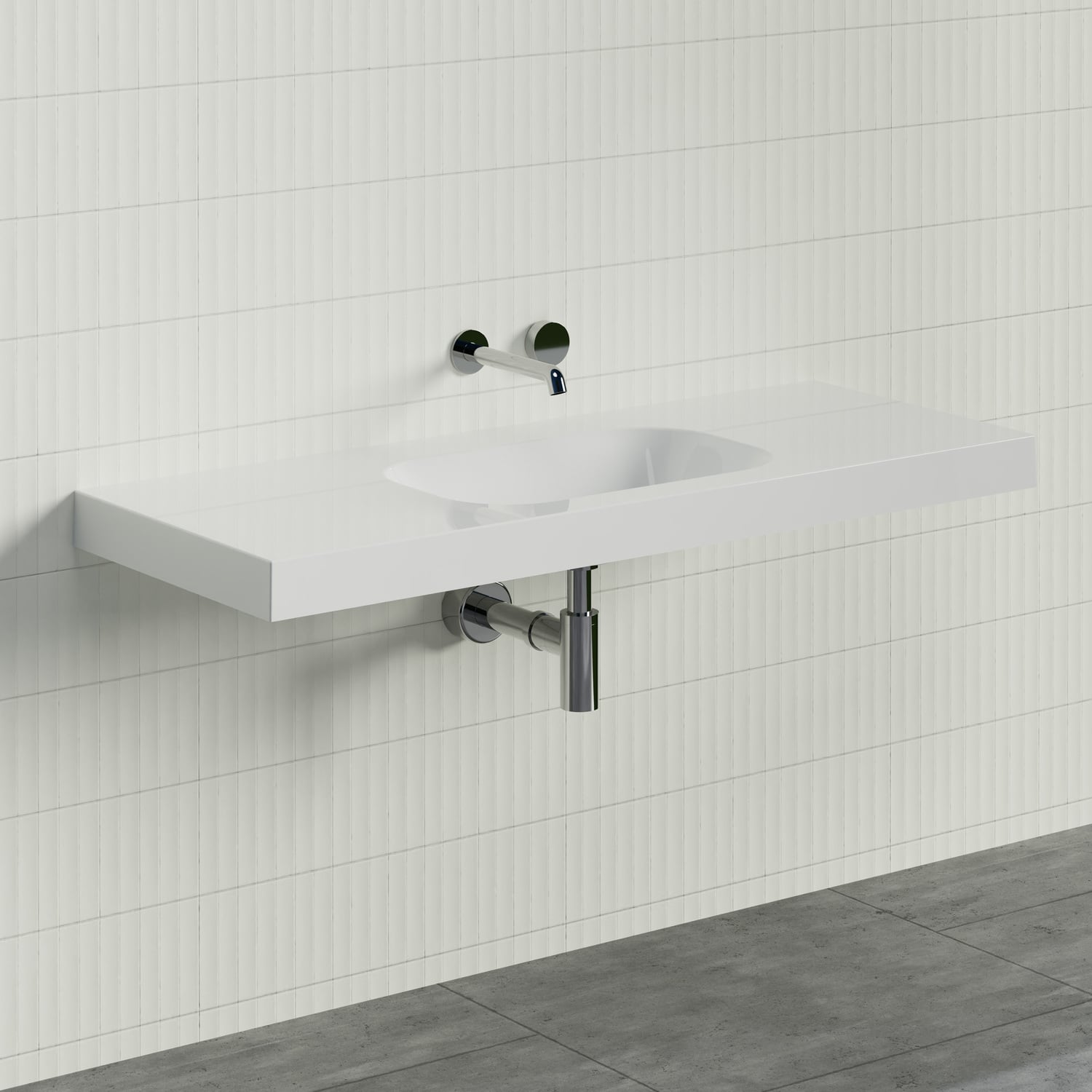 Stadium 1200mm Gloss White Rectangular Composite Wall Hung Basin