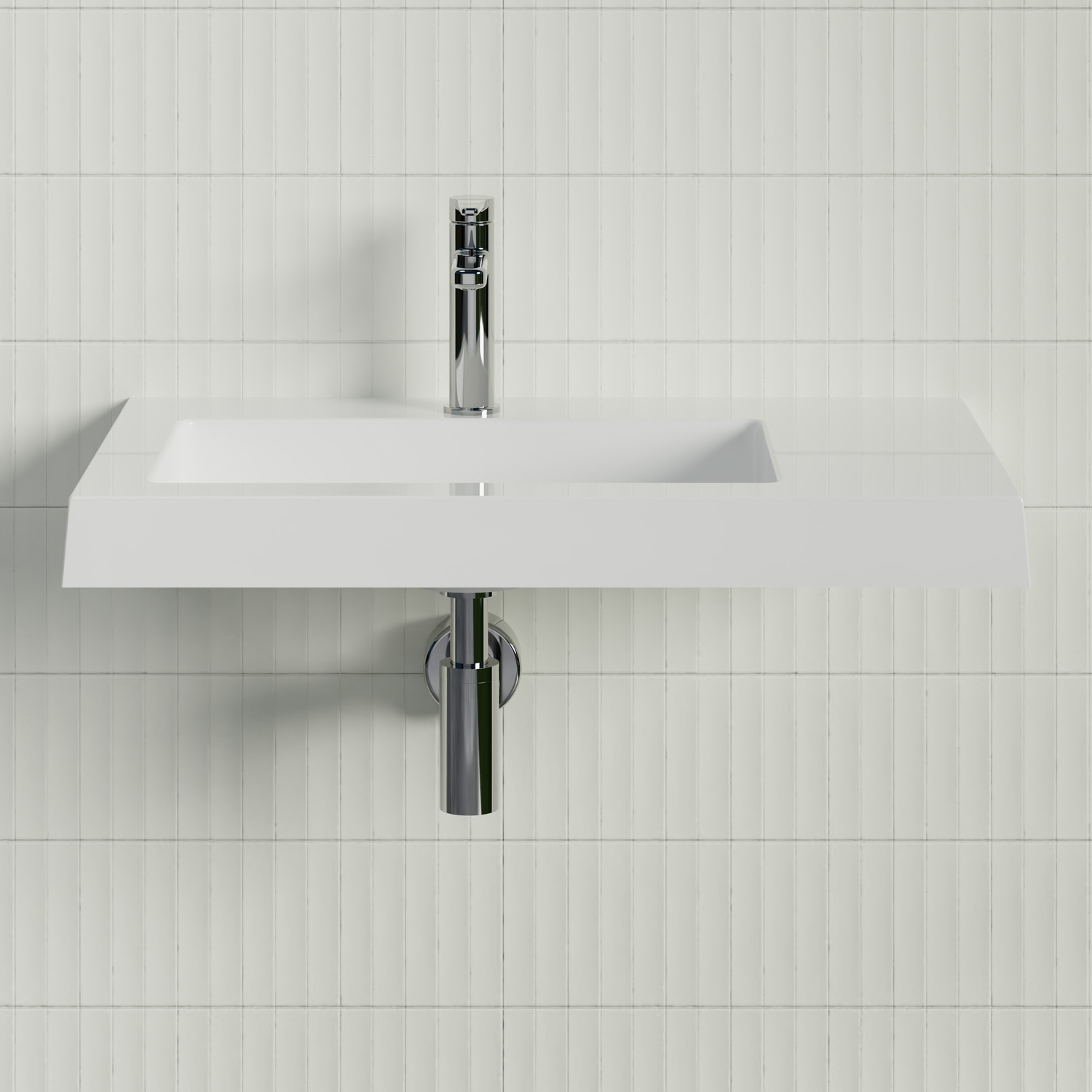 Essential 750mm Gloss White Composite Wall Hung Basin