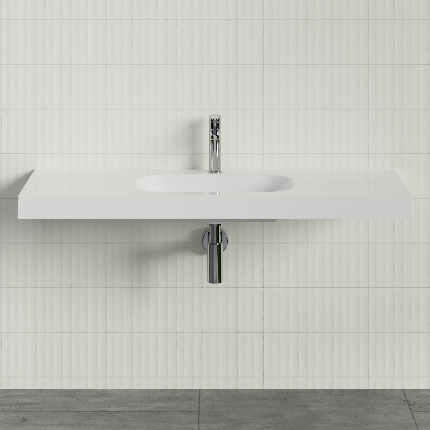 Stadium 1200mm Gloss White Rectangular Composite Wall Hung Basin