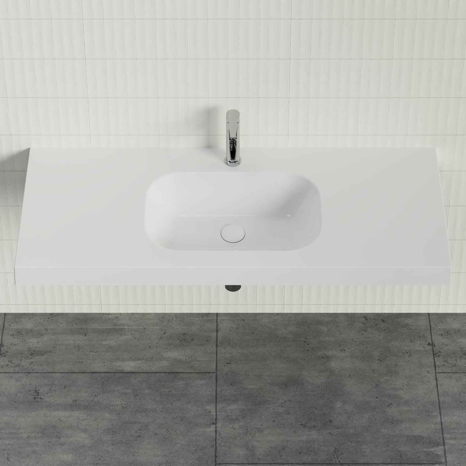 Stadium 1200mm Gloss White Rectangular Composite Wall Hung Basin
