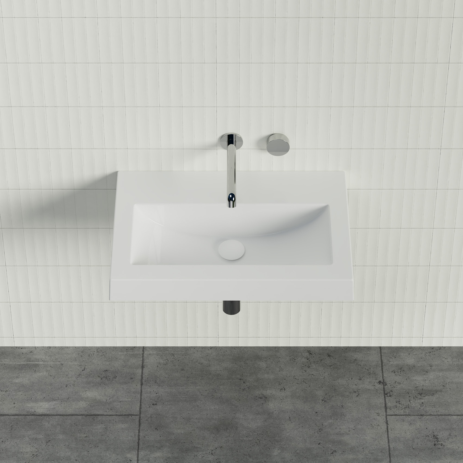 Monaco Grand Ensuite 600mm Gloss White Wall Hung Basin