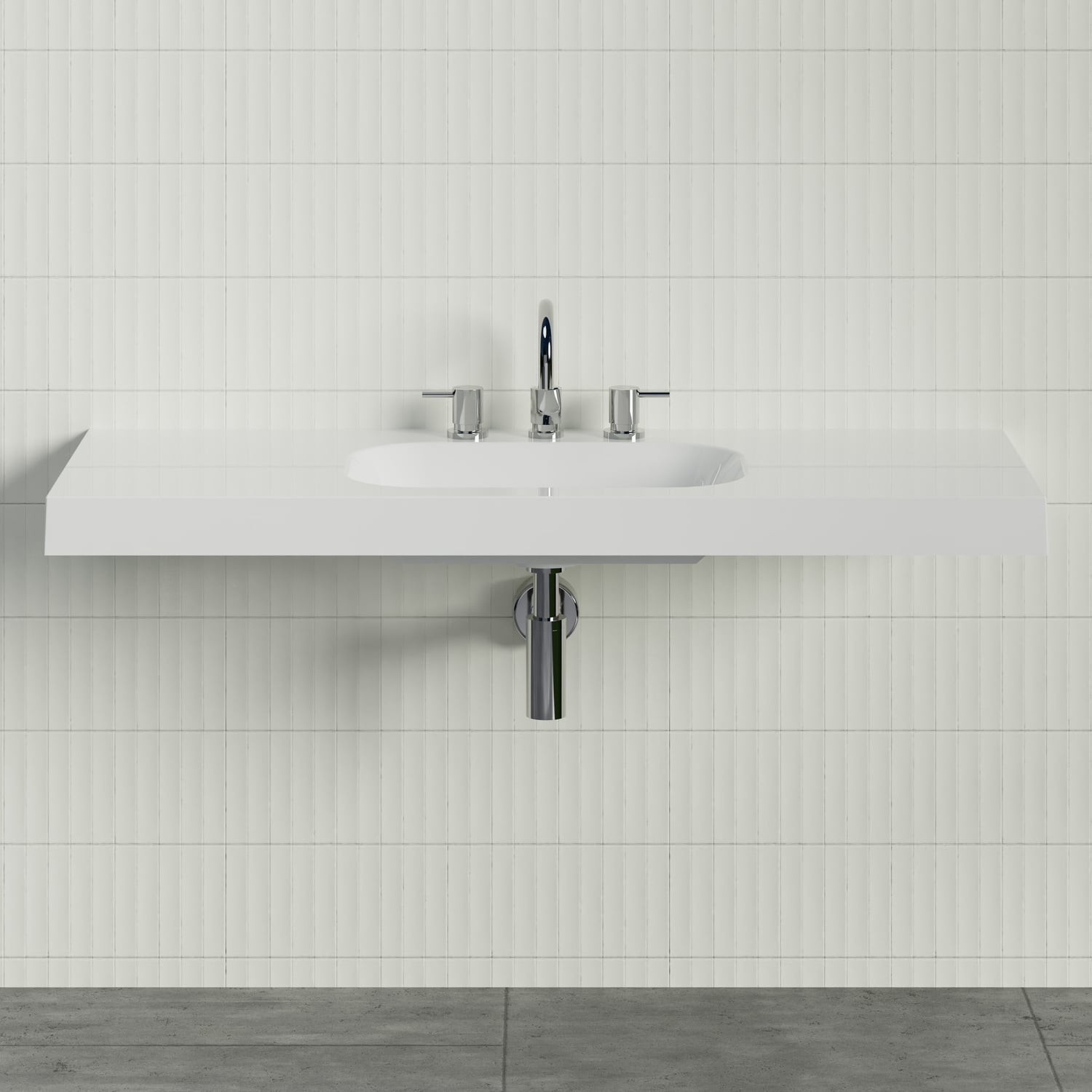 Stadium 1200mm Gloss White Rectangular Composite Wall Hung Basin