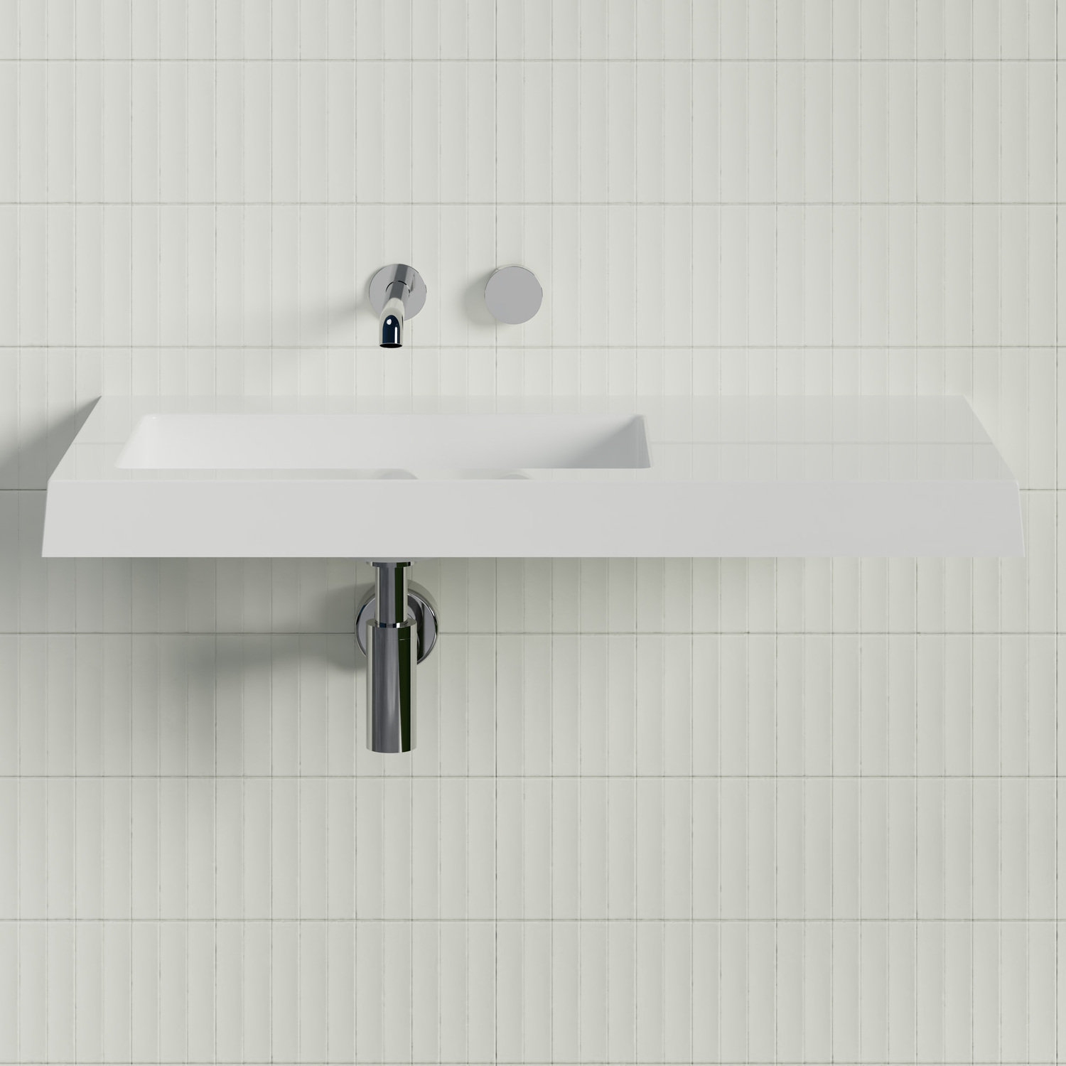 Essential 900mm Gloss White Composite Wall Hung Basin
