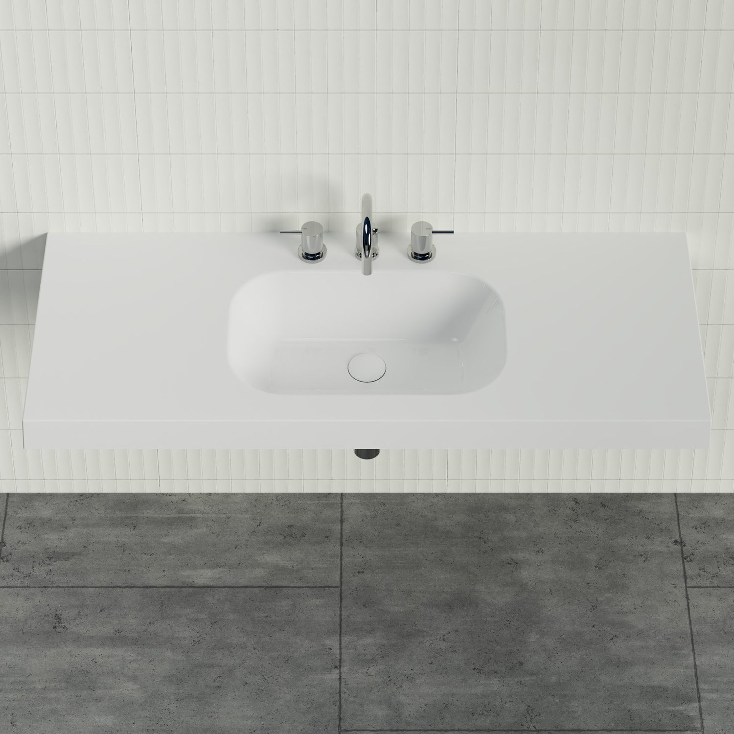 Stadium 1200mm Gloss White Rectangular Composite Wall Hung Basin
