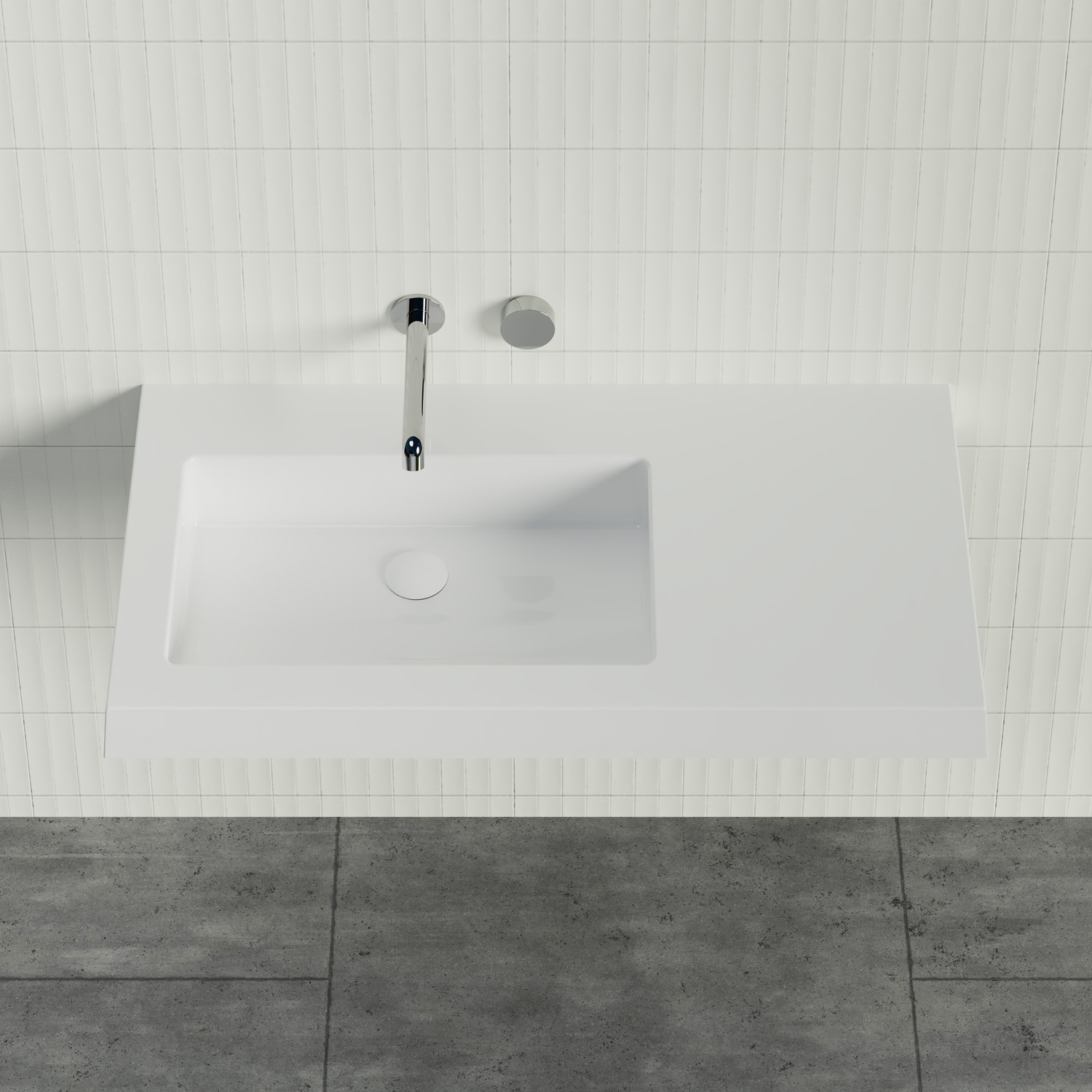 Essential 900mm Gloss White Composite Wall Hung Basin