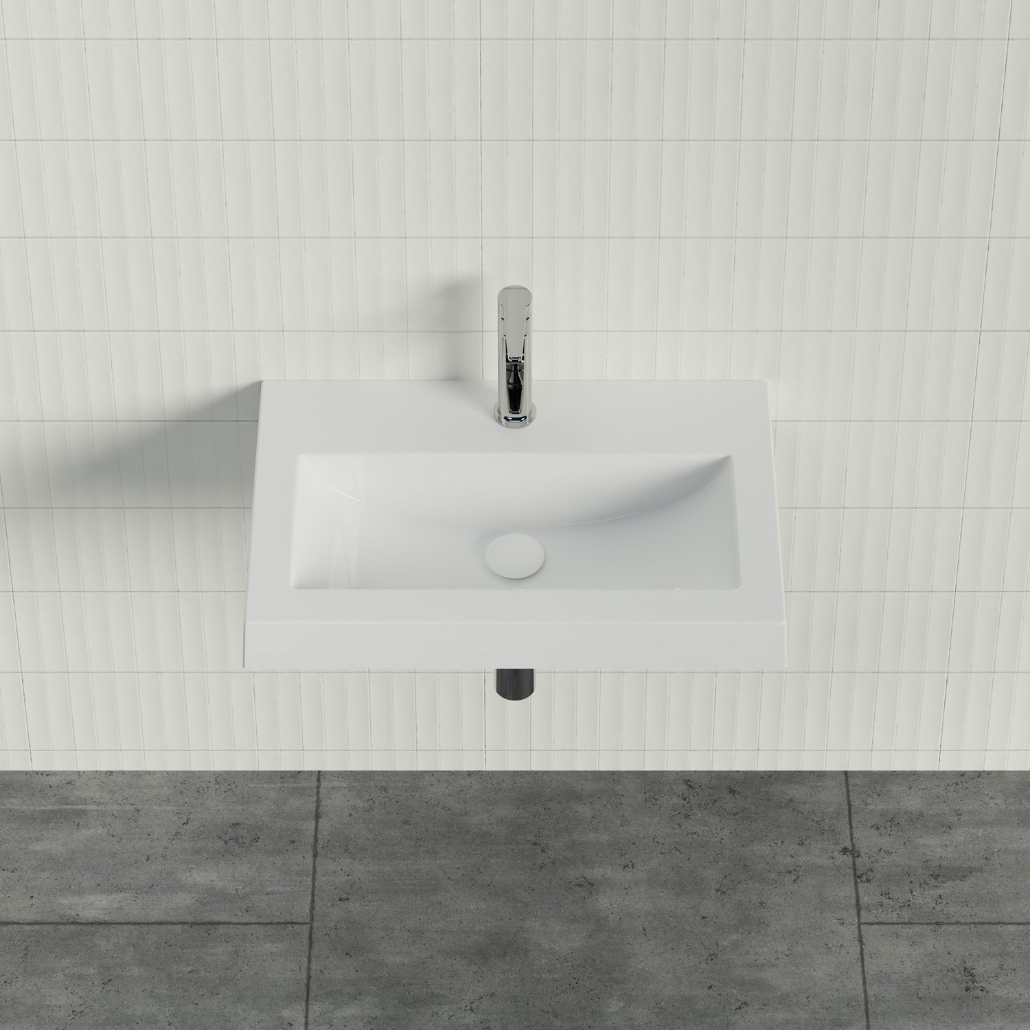 Monaco Grand Ensuite 600mm Gloss White Wall Hung Basin