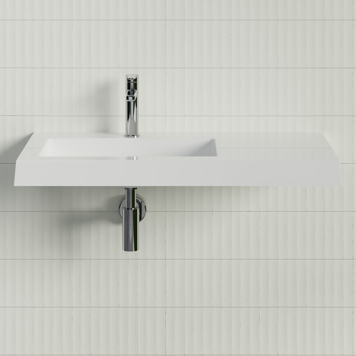Essential 900mm Gloss White Composite Wall Hung Basin