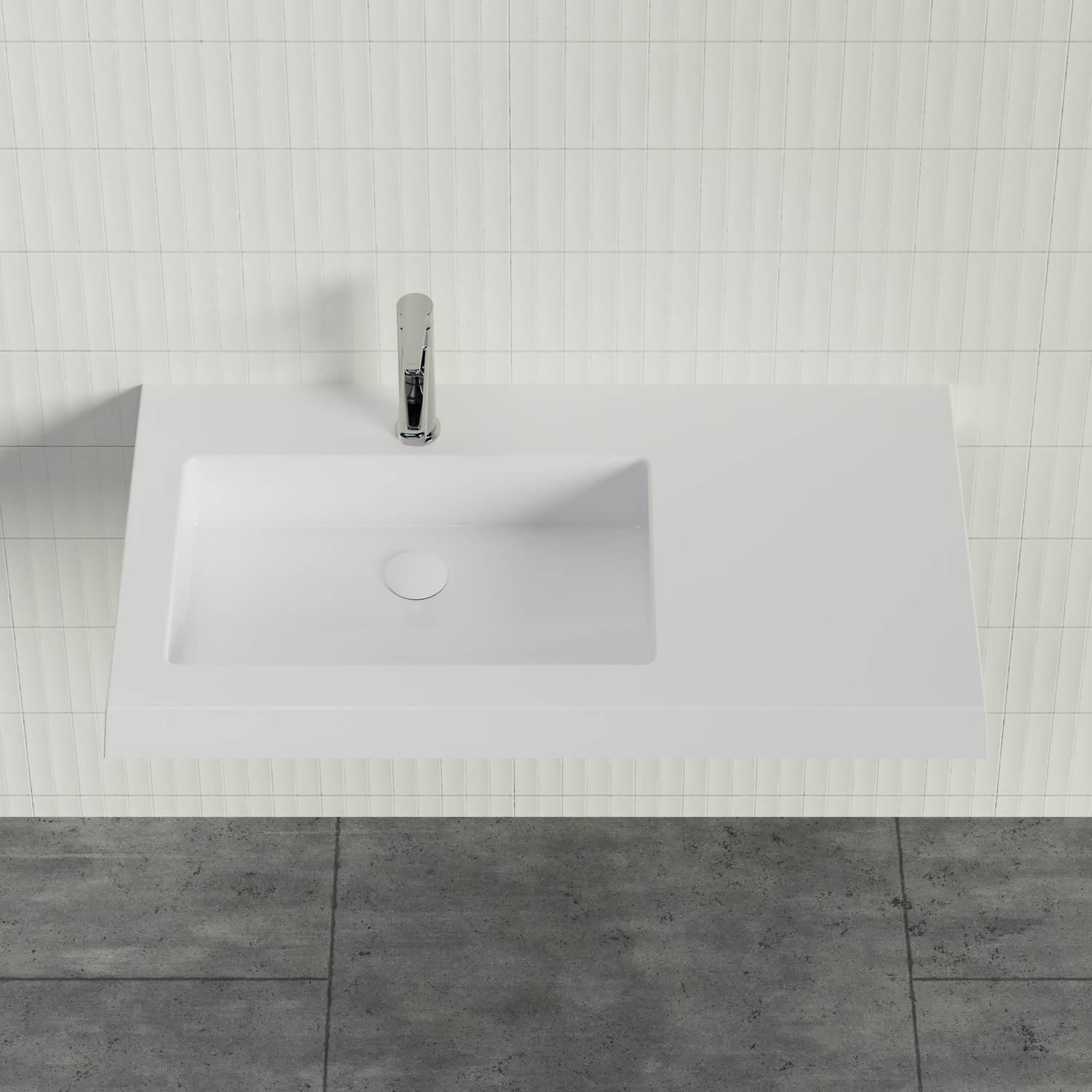 Essential 900mm Gloss White Composite Wall Hung Basin