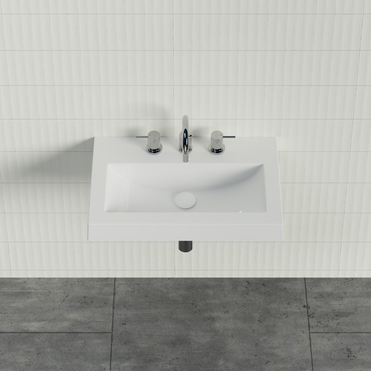Monaco Grand Ensuite 600mm Gloss White Wall Hung Basin