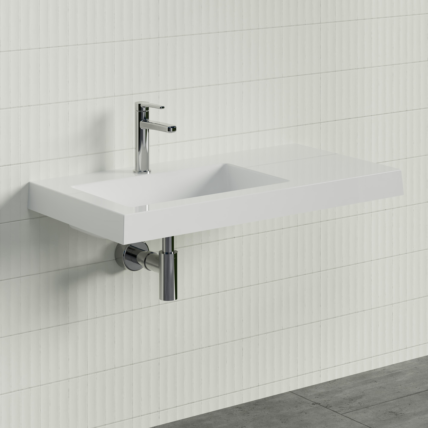 Essential 900mm Gloss White Composite Wall Hung Basin