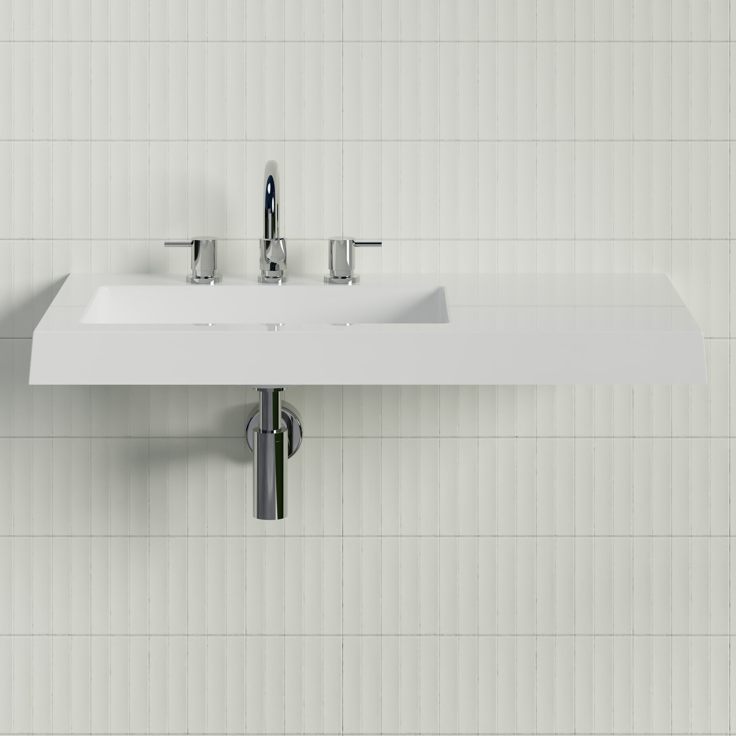 Essential 900mm Gloss White Composite Wall Hung Basin