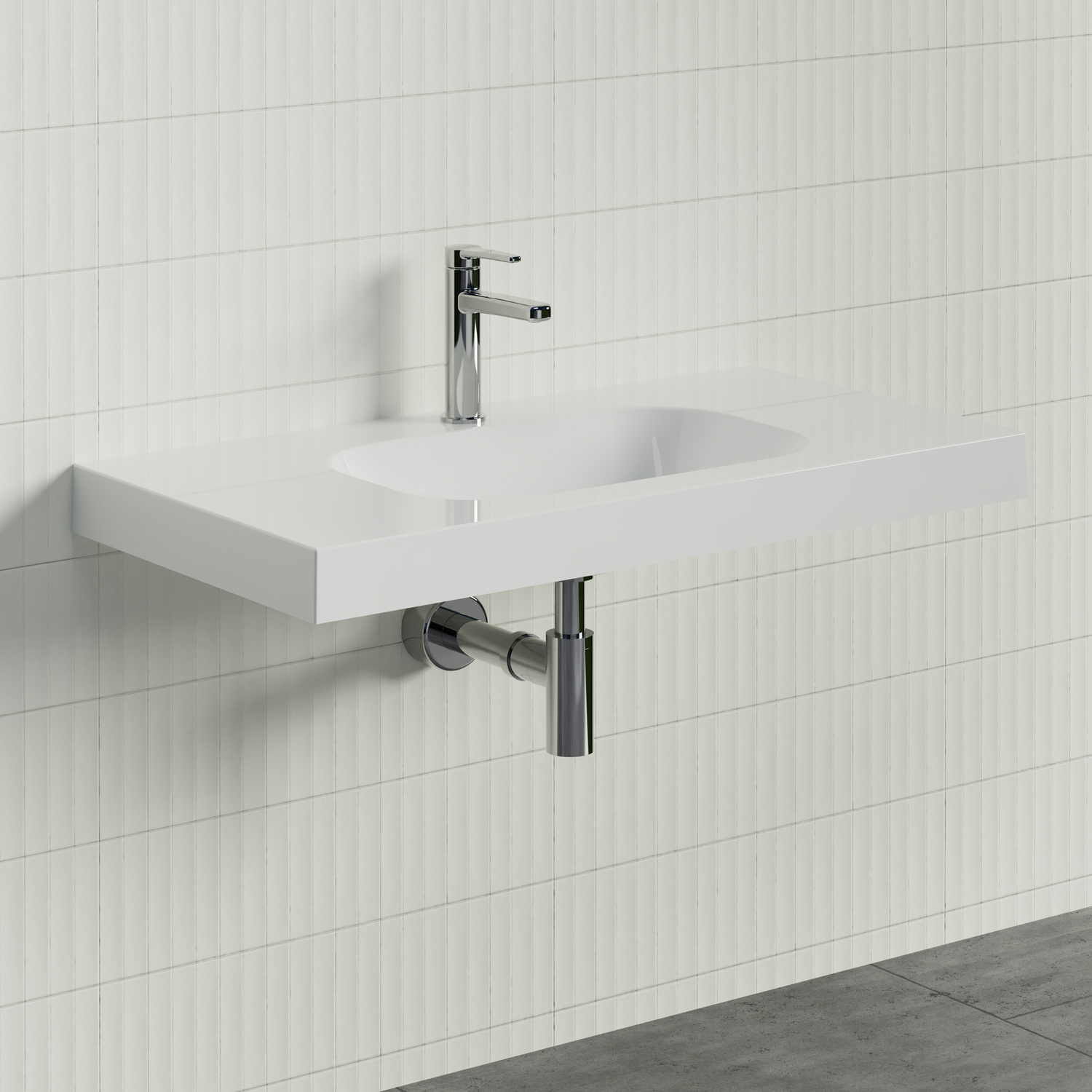 Stadium 900mm Gloss White Rectangular Composite Wall Hung Basin