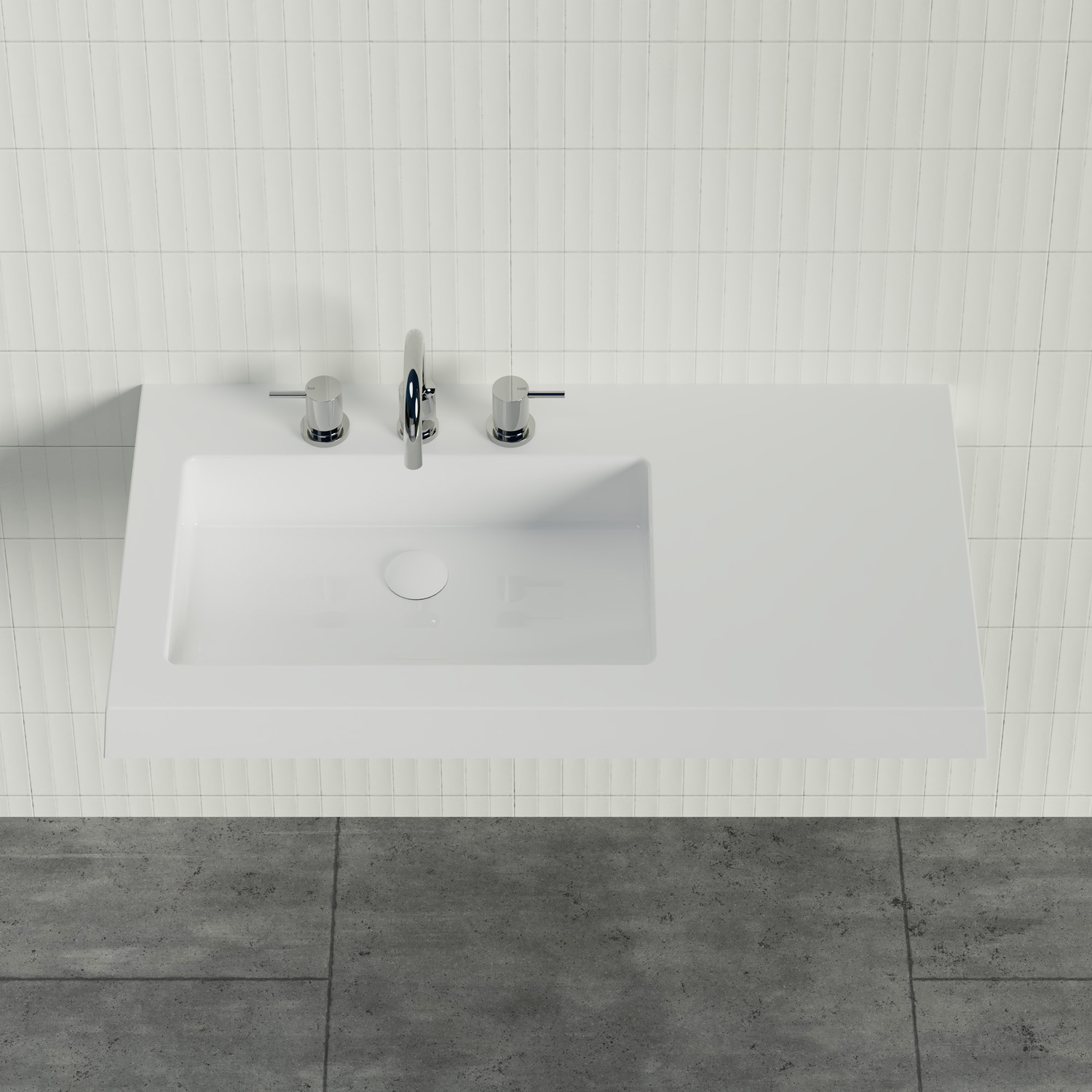 Essential 900mm Gloss White Composite Wall Hung Basin