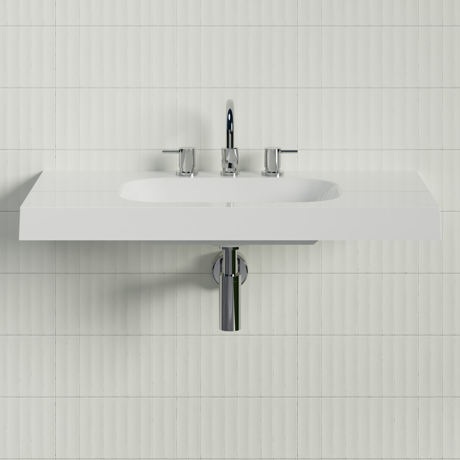 Stadium 900mm Gloss White Rectangular Composite Wall Hung Basin