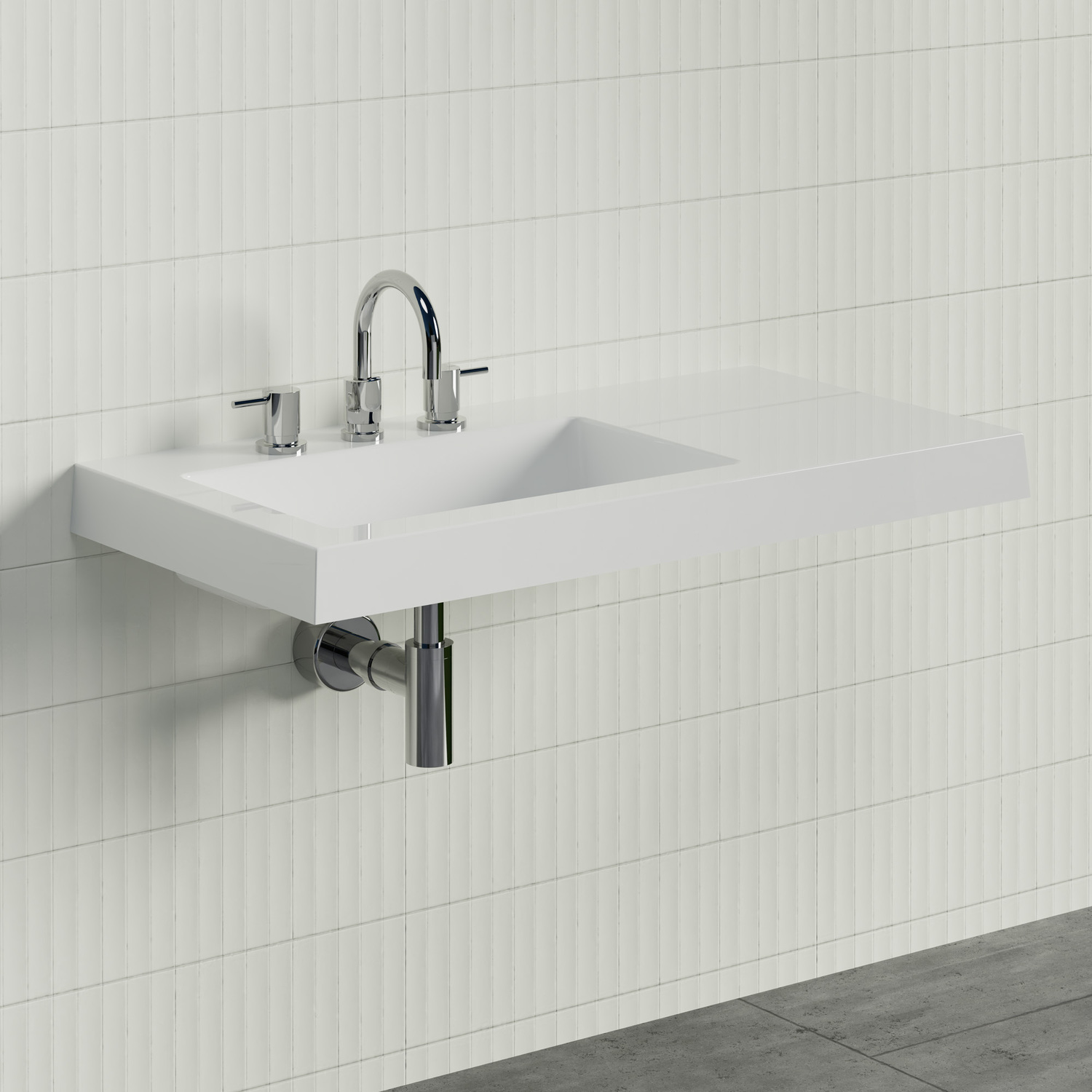 Essential 900mm Gloss White Composite Wall Hung Basin