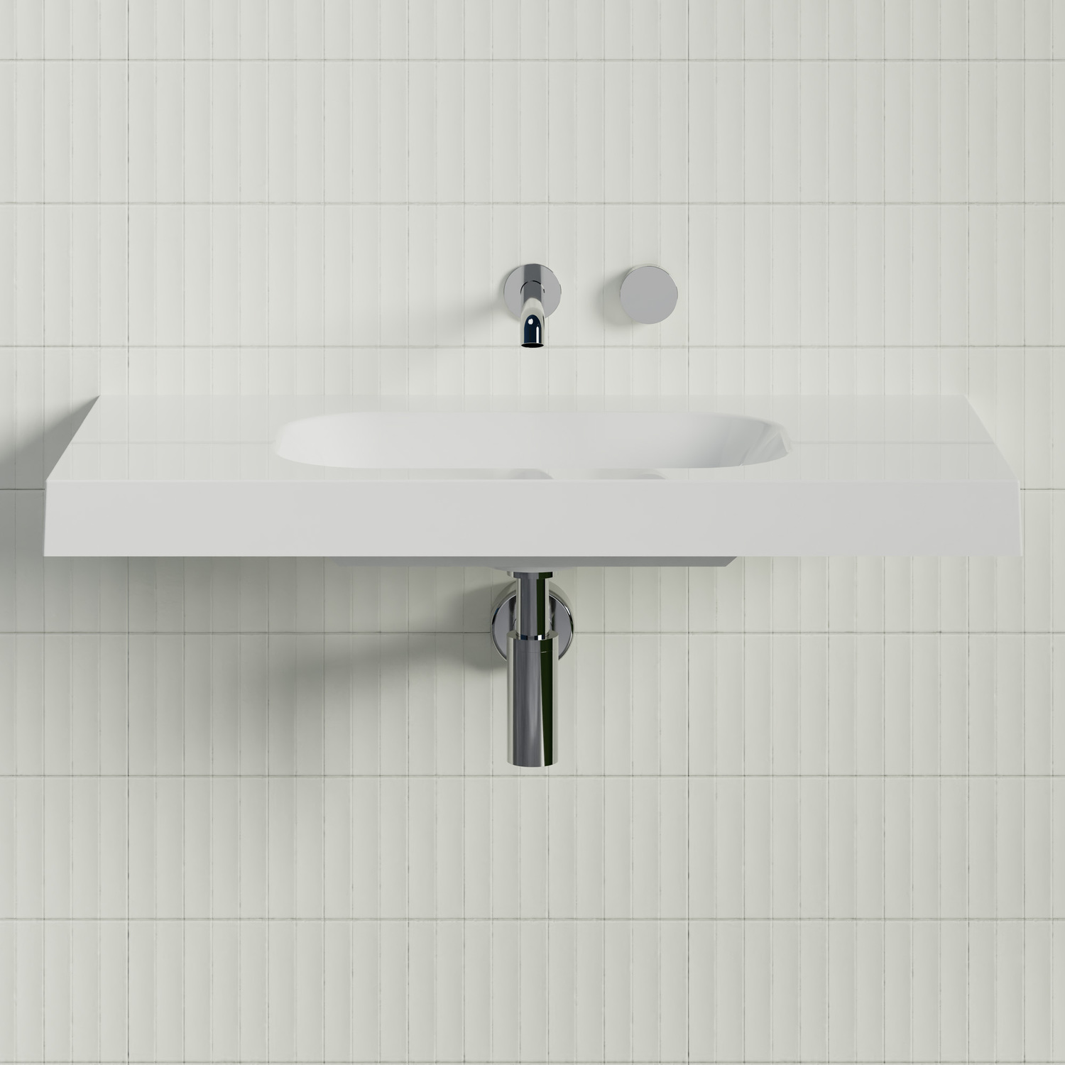 Stadium 900mm Gloss White Rectangular Composite Wall Hung Basin