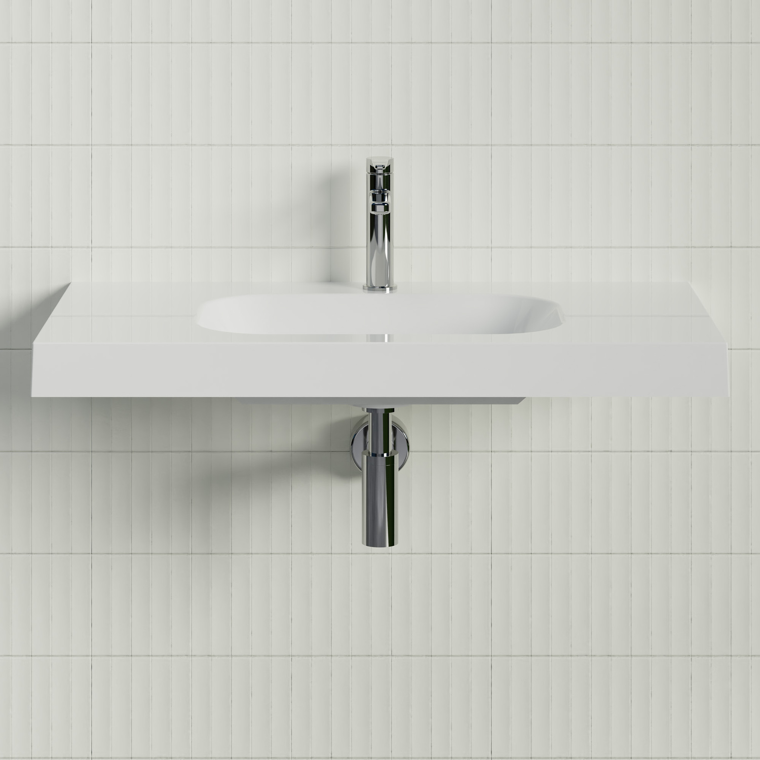 Stadium 900mm Gloss White Rectangular Composite Wall Hung Basin