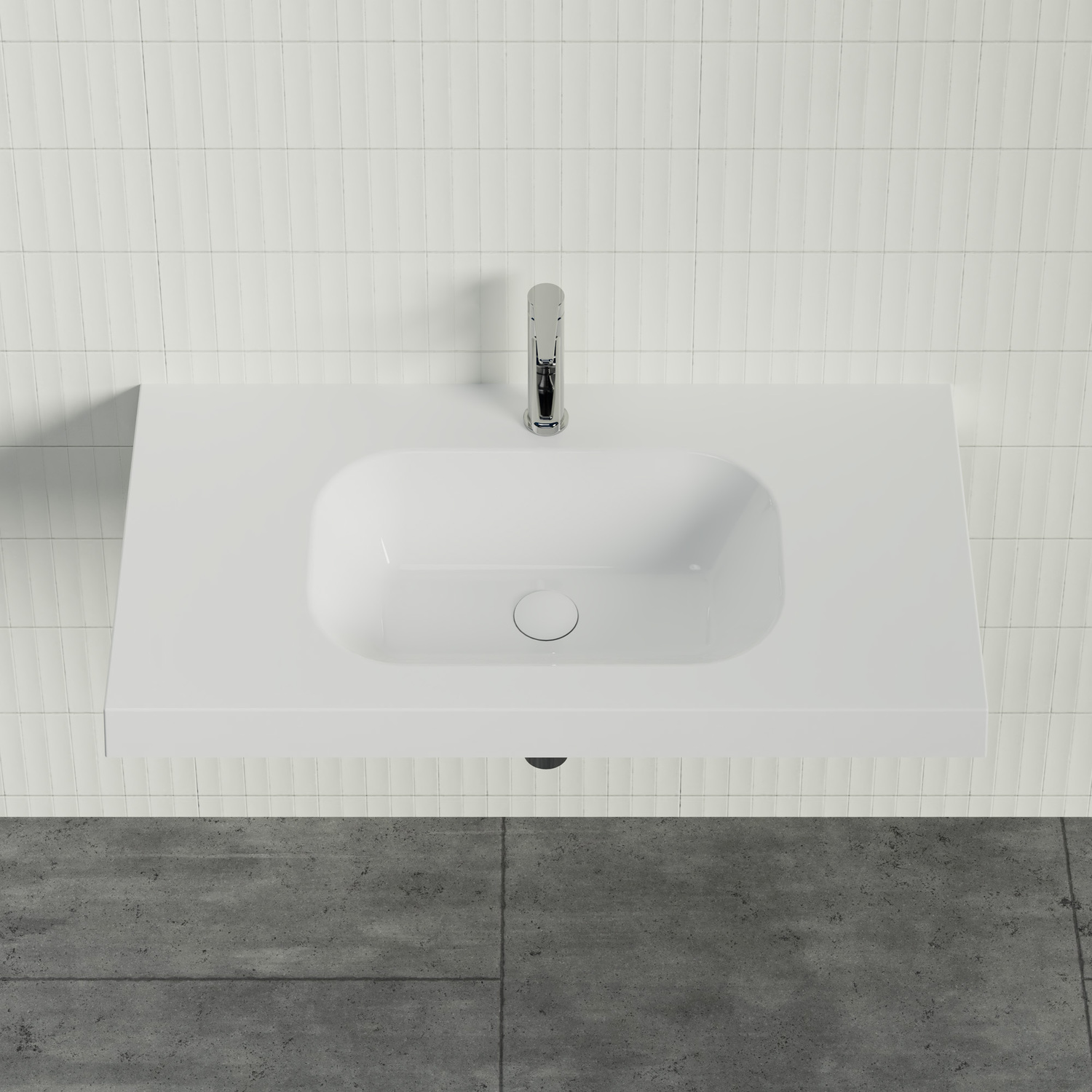Stadium 900mm Gloss White Rectangular Composite Wall Hung Basin