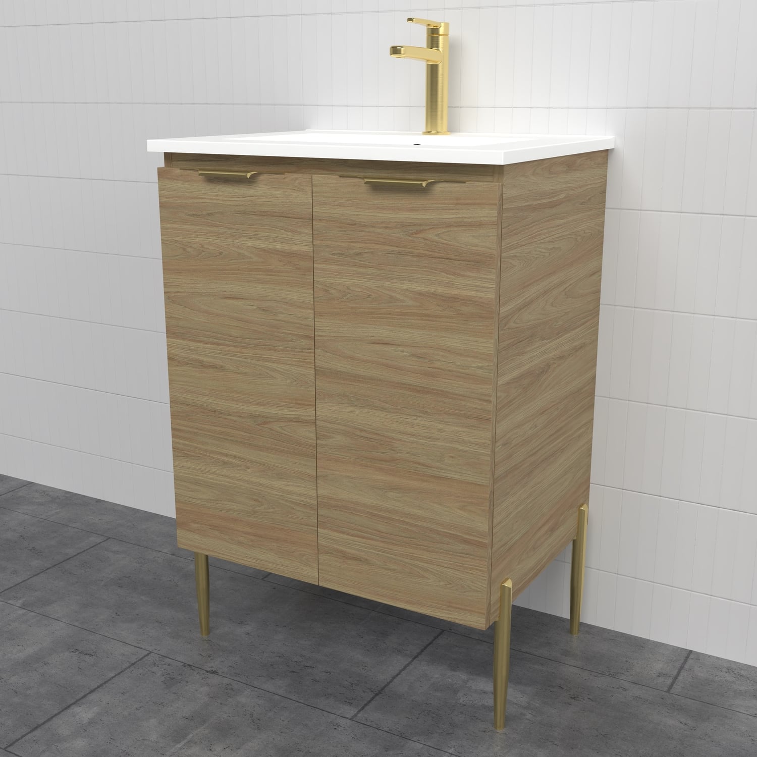 Nevada 600mm Freestanding Vanity with Ceramic Countertop