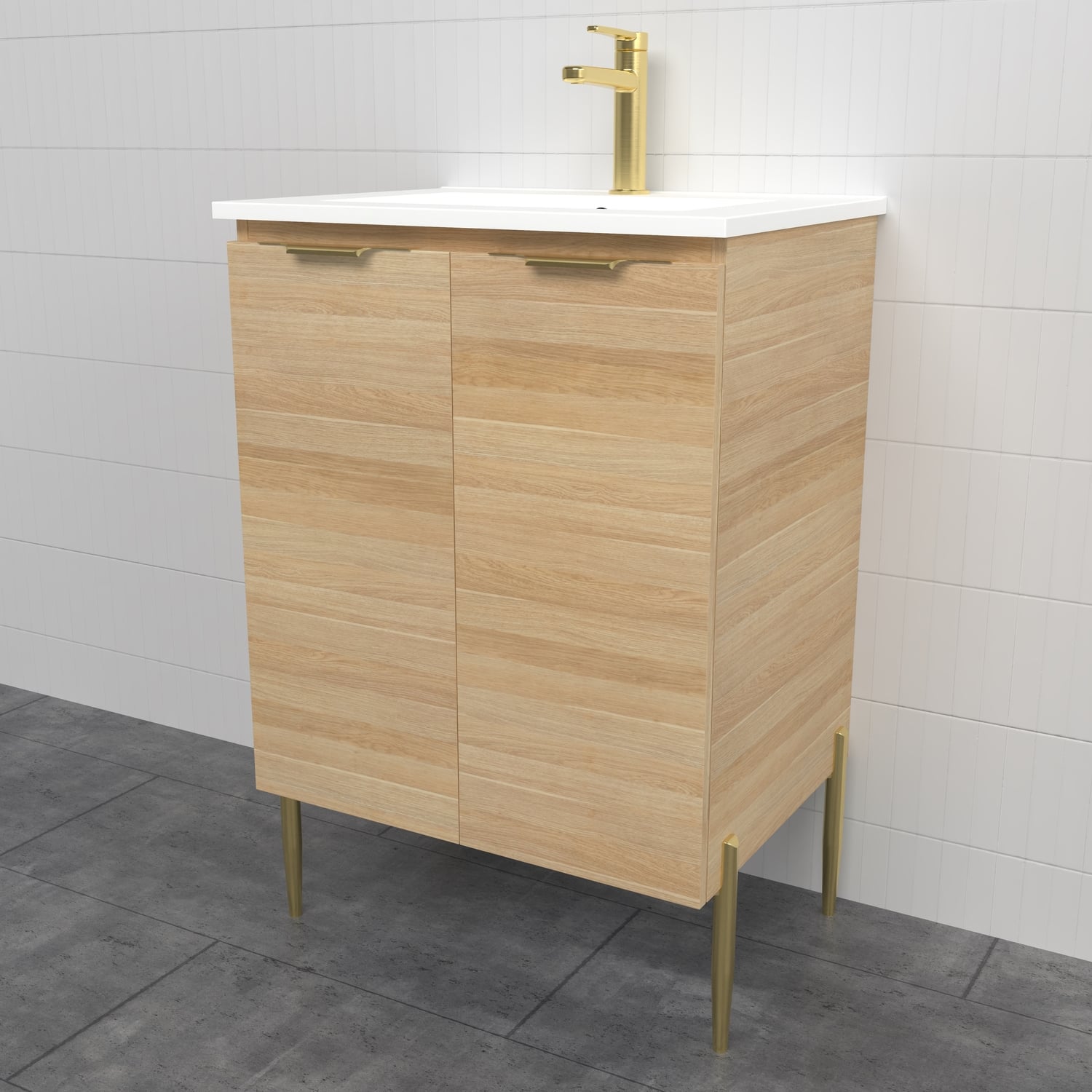 Nevada 600mm Freestanding Vanity with Ceramic Countertop
