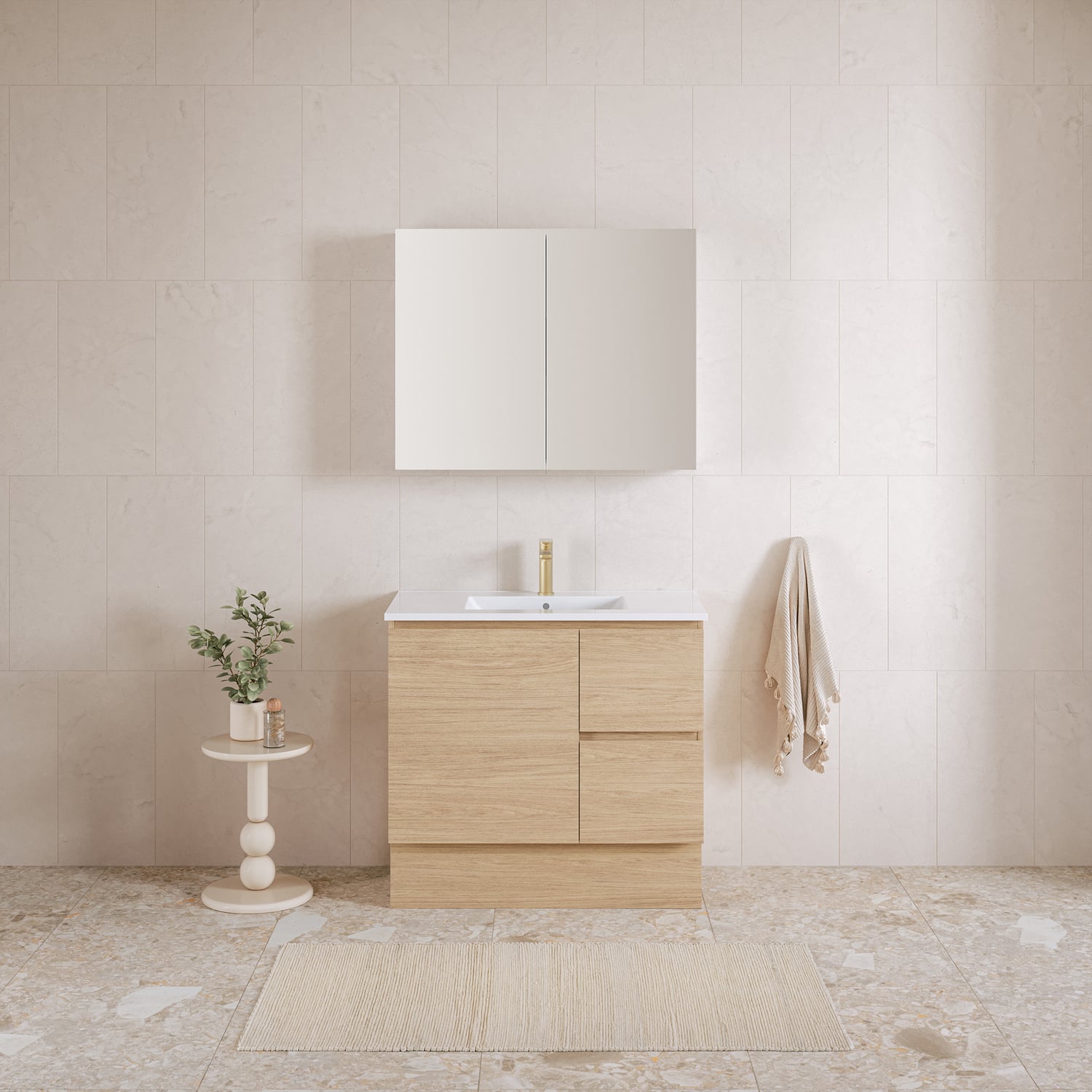 Elemental 900mm Freestanding Single Vanity with Removable Kickboard