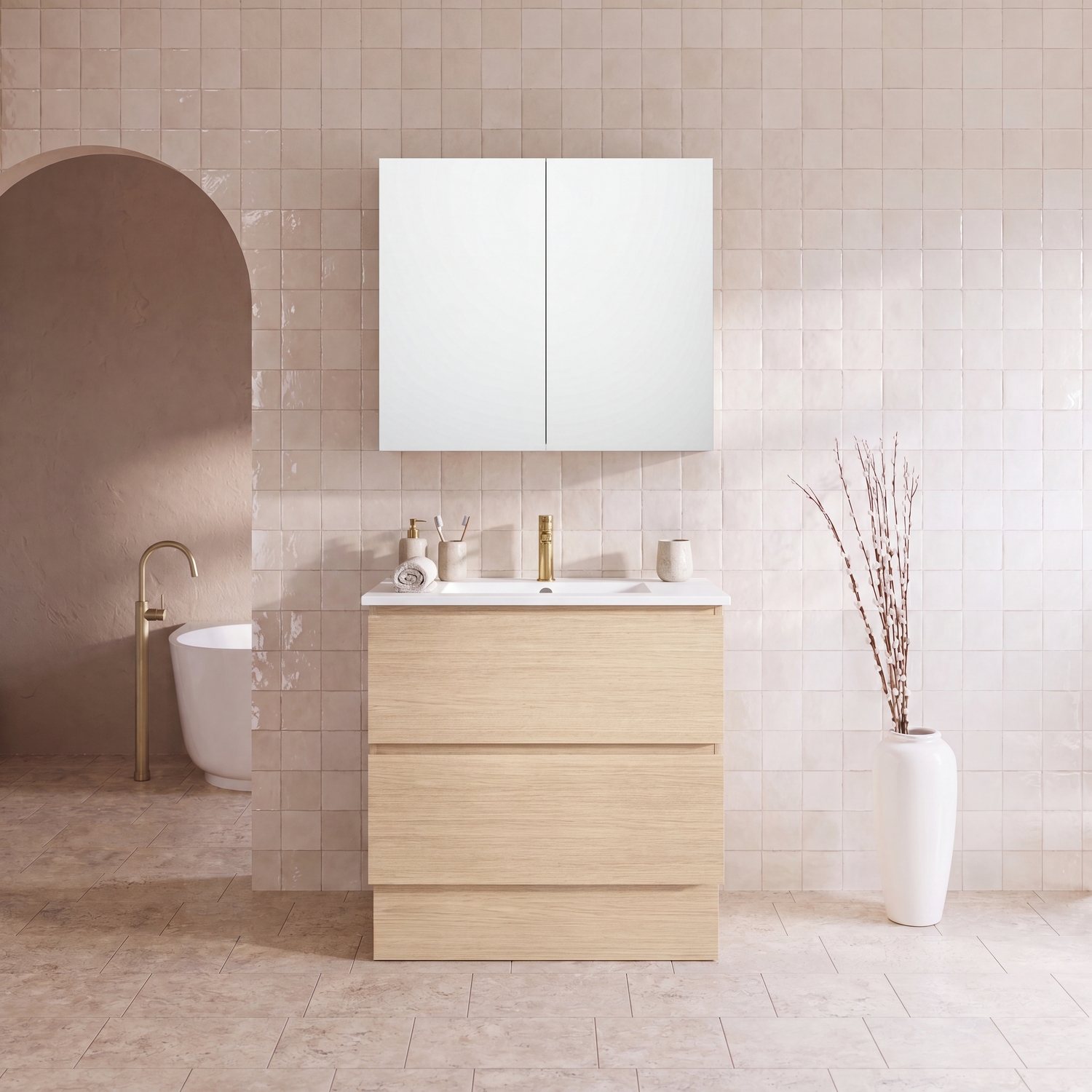 Elemental Plus 900mm Freestanding Single Vanity with Removable Kickboard