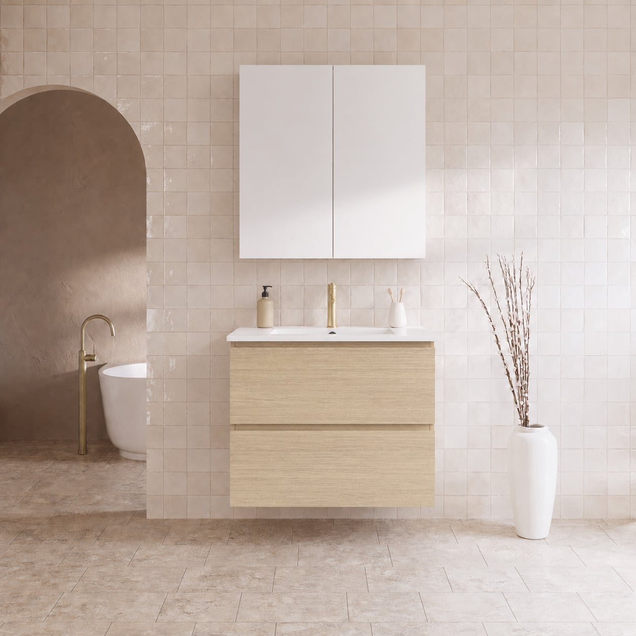Elemental Plus 900mm Freestanding Single Vanity with Removable Kickboard
