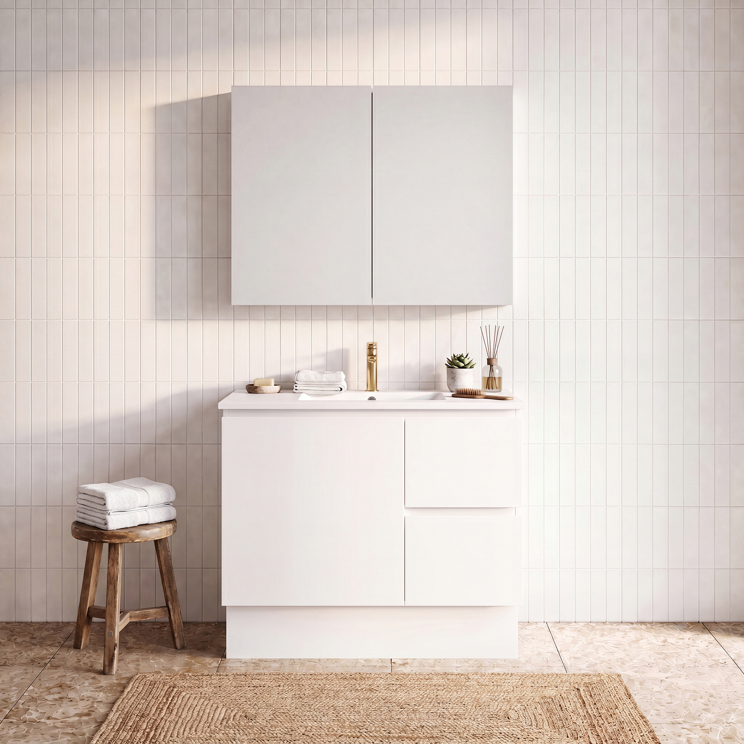 Elemental 900mm Freestanding Single Vanity with Removable Kickboard