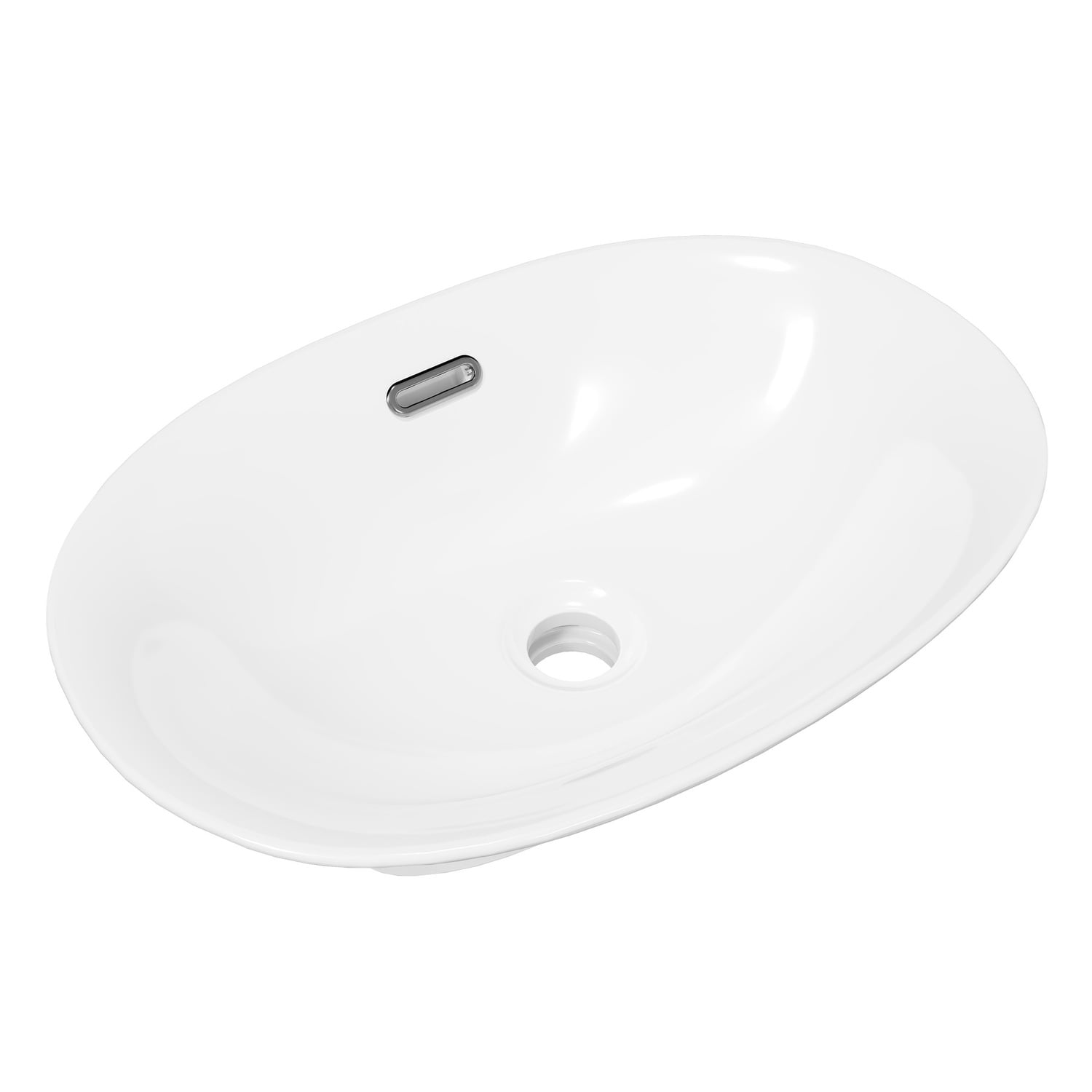 Clyde 460mm Gloss White Oval Ceramic Above Counter Basin with Overflow