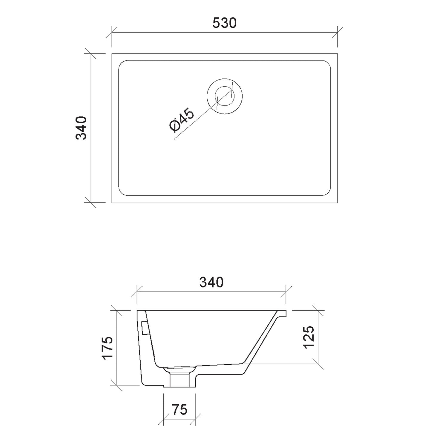 530mm Rectangular Ceramic Undermount Basin with Overflow