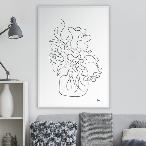 White Flower Bouquet Printed Wall Art
