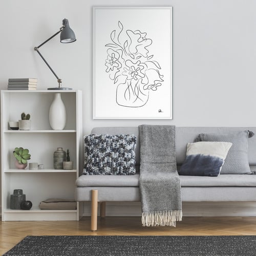 White Flower Bouquet Printed Wall Art