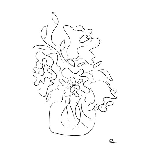 White Flower Bouquet Printed Wall Art