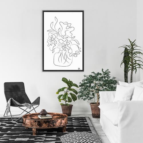 White Flower Bouquet Printed Wall Art
