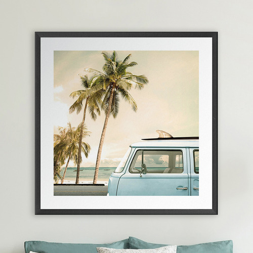Kombi at the Coast Printed Wall Art