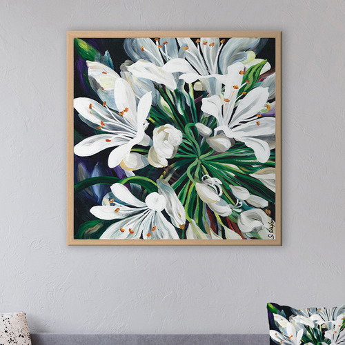 White Agapantha Printed Wall Art