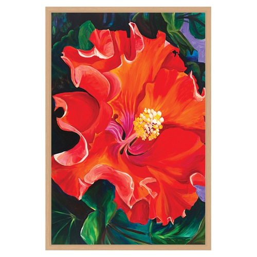 Red Hibiscus Printed Wall Art