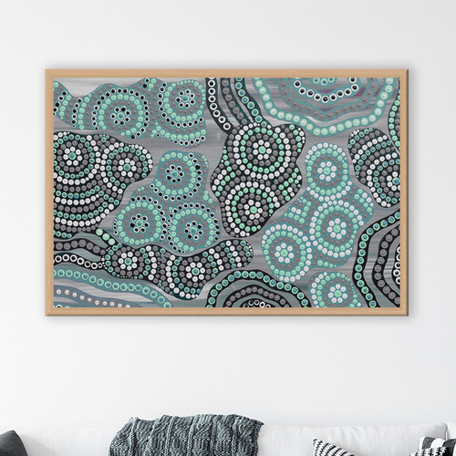Bahna Gratitude Teal I Canvas Wall Art