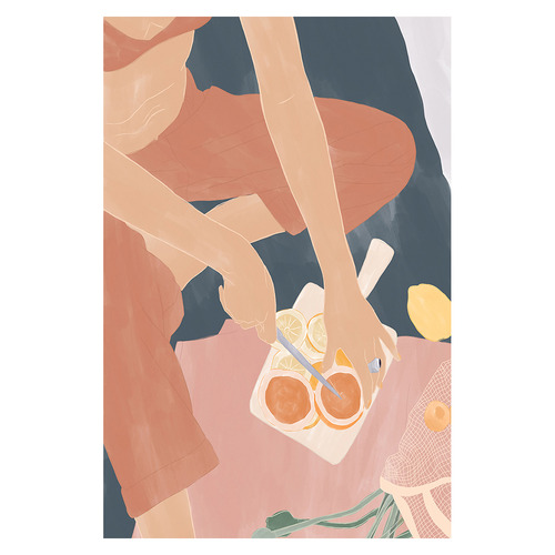 Cutting Grapefruits Canvas Wall Art