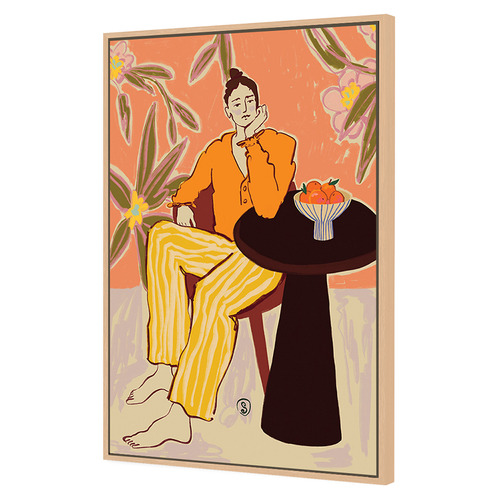 Orange Girl in Thought Canvas Wall Art