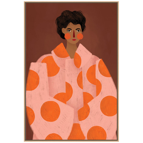 Woman with Orange Dots Canvas Wall Art