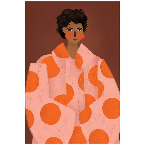 Woman with Orange Dots Canvas Wall Art