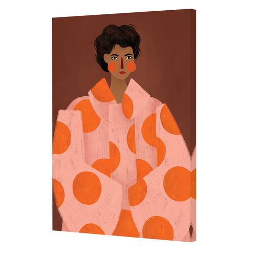 Woman with Orange Dots Canvas Wall Art