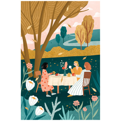 Autumn Tea Party Canvas Wall Art